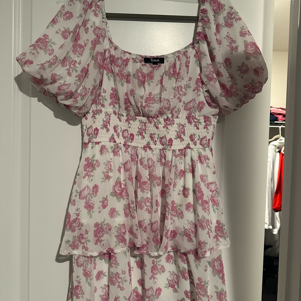 Trixxi Pink and White Floral Dress